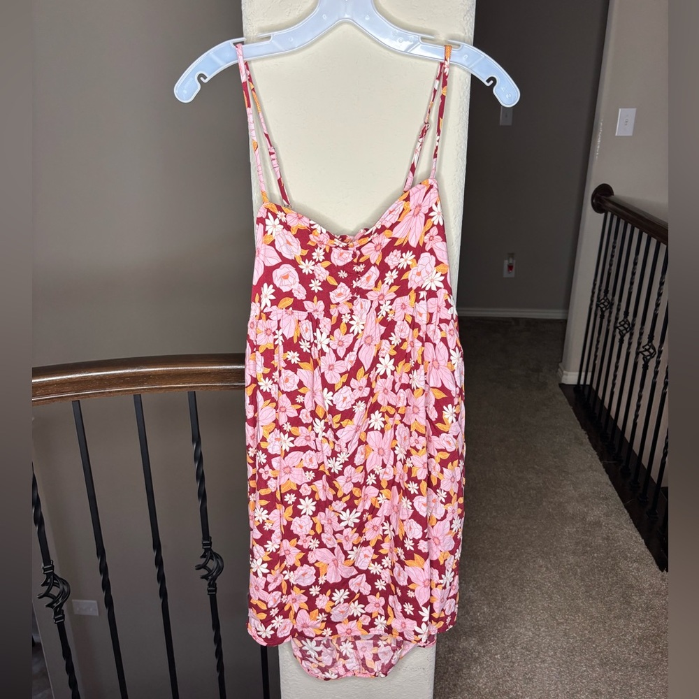 SO Floral Mini Dress - Red and Pink Bohemian Coastal Cowgirl Size XXL Summer